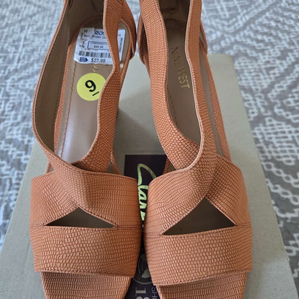 Nine West Womens Orange Wedge Heel